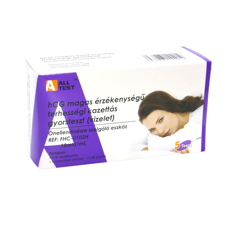 Image of AllTest magas érzékenységű kazettás terhességi teszt (5db, 10mIU/ml)