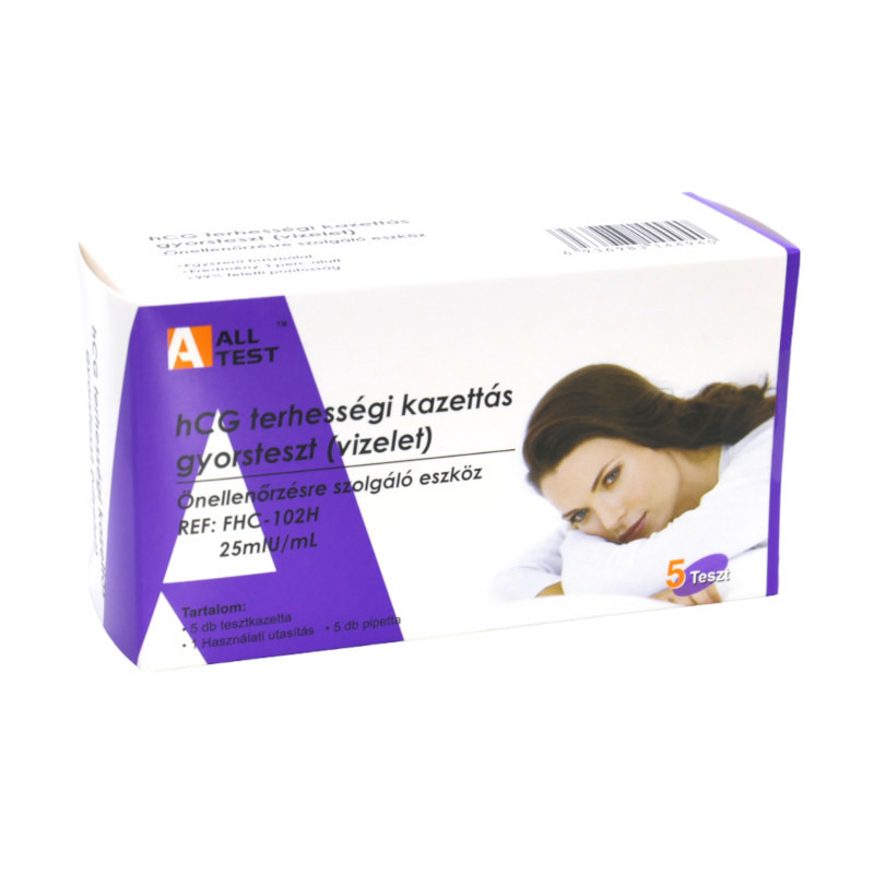 Image of AllTest normál érzékenységű kazettás terhességi teszt (5db, 25mIU/ml)